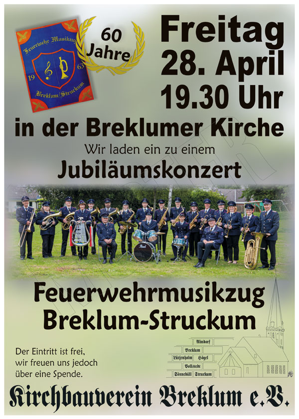 Feuerwehr-Musikzug Breklum-Struckum feiert das 60 jährige Jubiläum