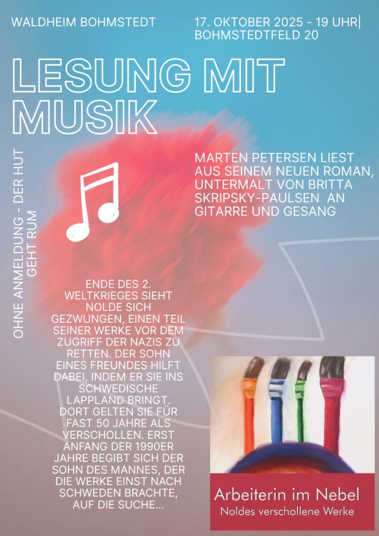 Marten Petersen liest aus seinem Buch in der Gaststätte Waldheim, Bohmstedtfeld